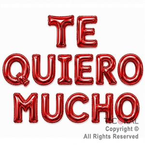 GLOBO METALIZADO FRASE TE QUIERO MUCHO ROJO 13 UNIDADES
